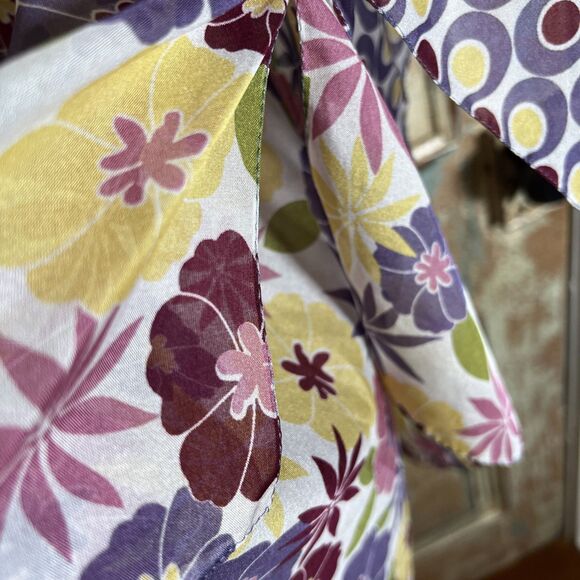 Colorful Semi Sheer Cover Up/Boho Blouse One Size Purples Yellows Floral - Picture 5 of 6